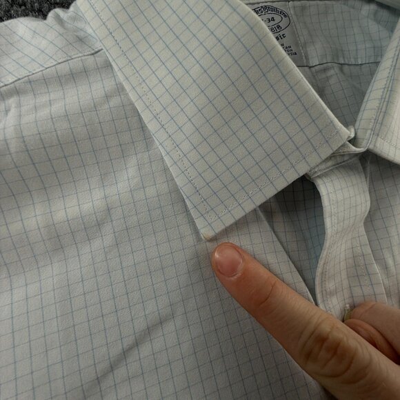 Brooks Brothers Classic Cotton Check Non-Iron Blue 17-34 Spread Men Shirt Adult - Picture 14 of 16